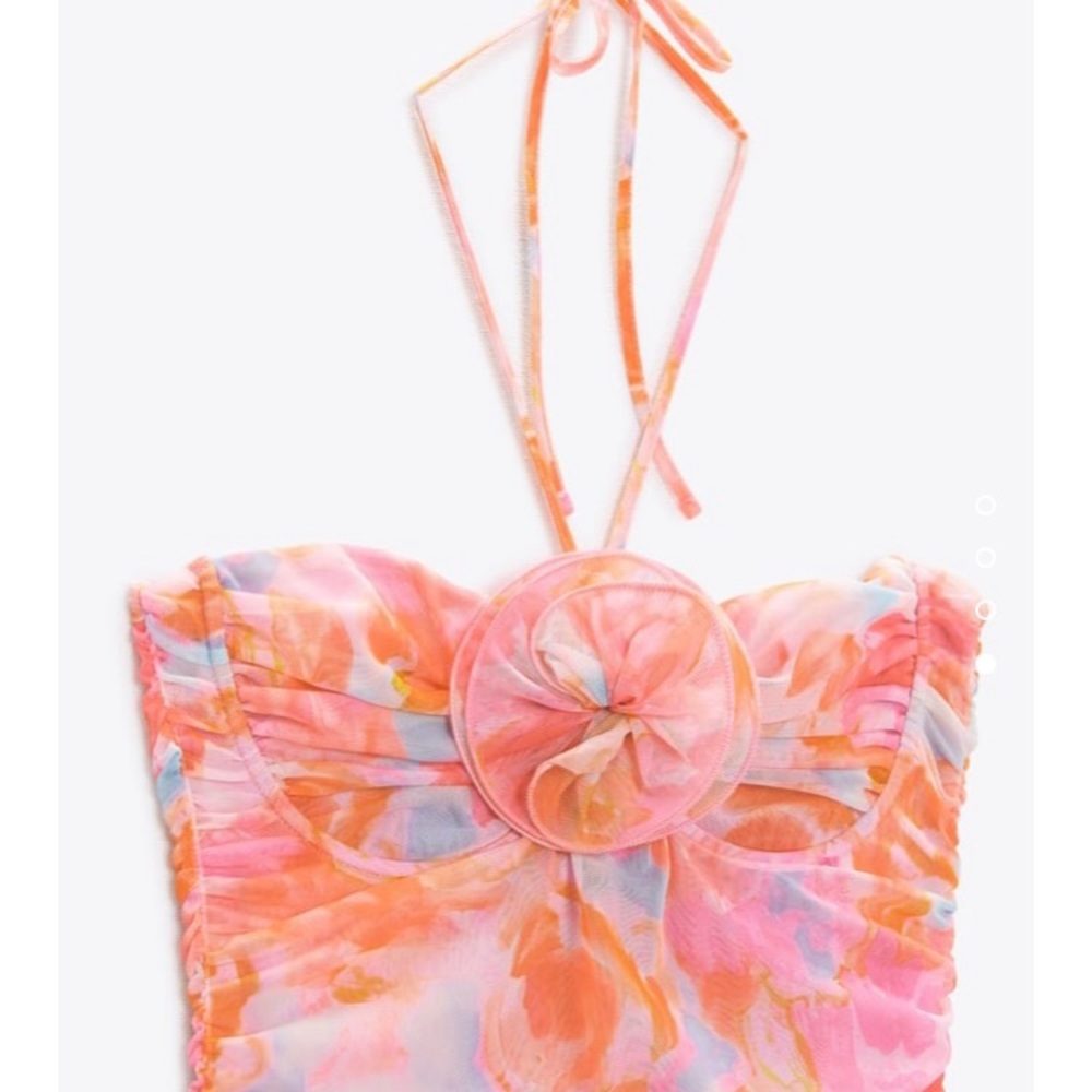 Zara Floral Tulle Midi Dress. NWT. Size Small. - Picture 6 of 9